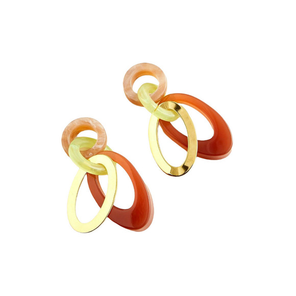 New J.Crew Made-in-Italy Acetate Interlocking Oval Dried Blossom Earrings - Picture 4 of 9
